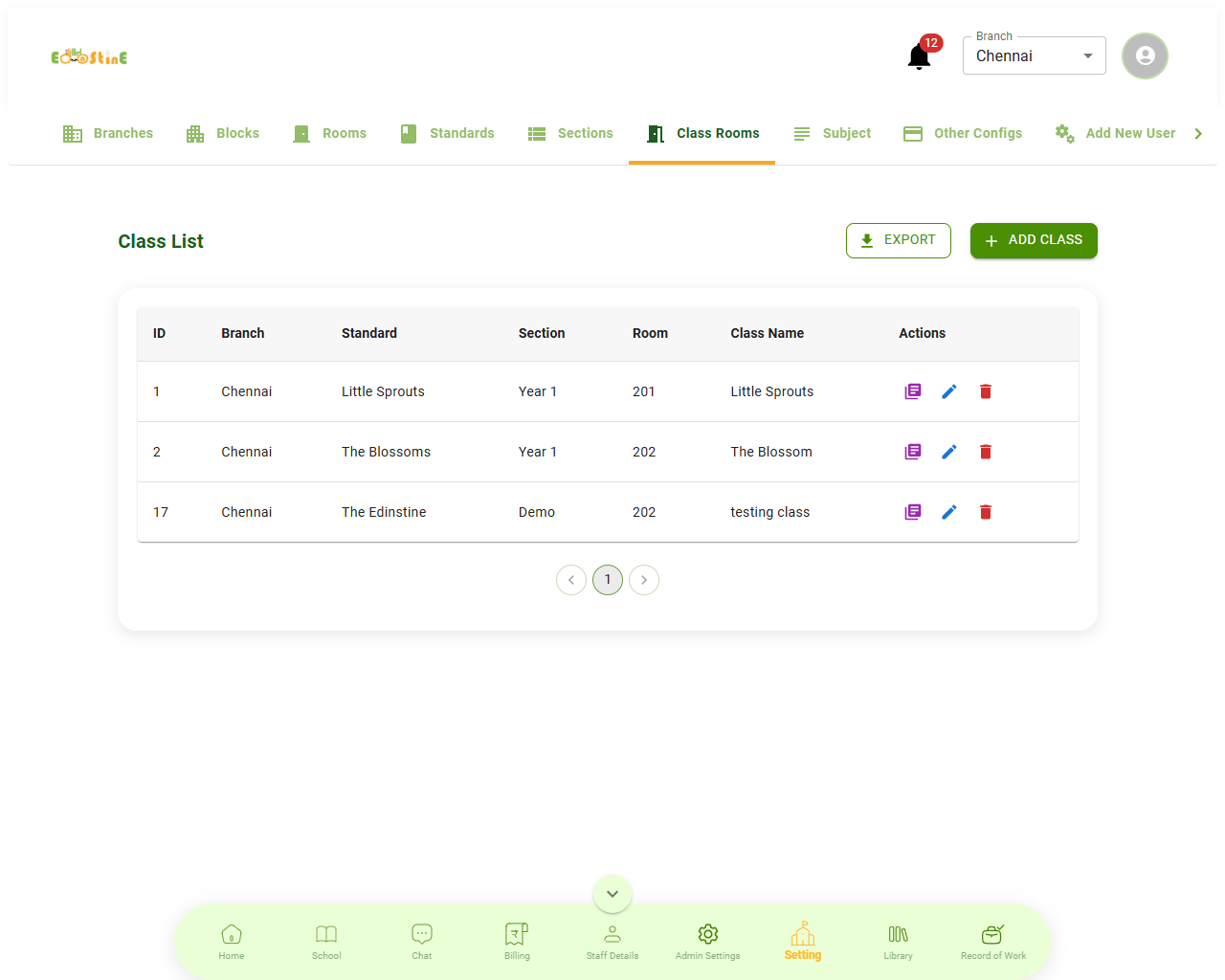 Classroom Management Base View