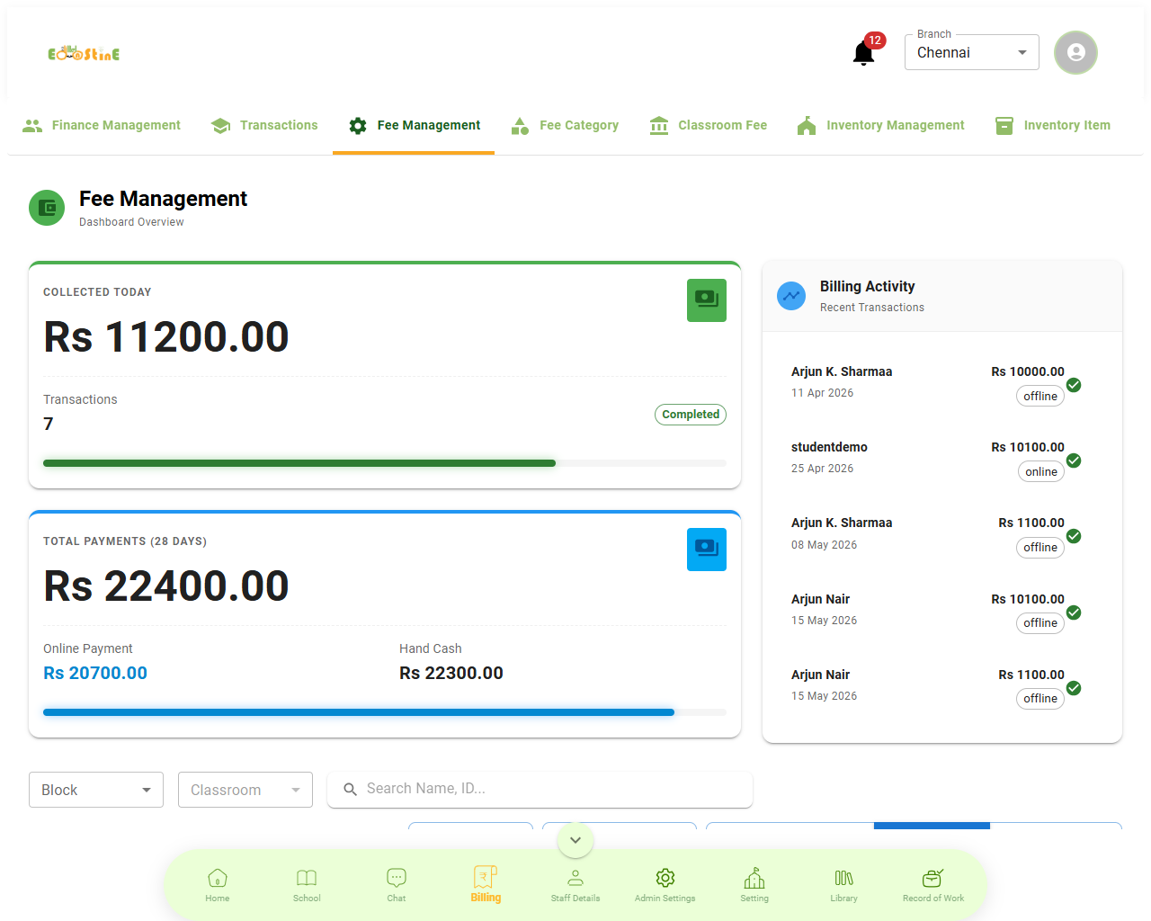 Fees Management Base View