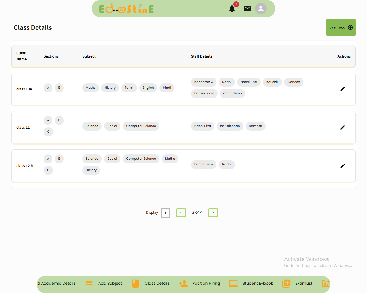 Classroom Management Base View
