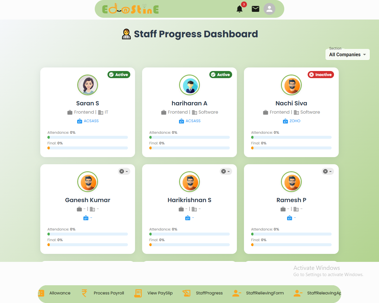 Student and Staff Management Base View